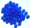 60 6x9mm Sapphire & White Marble Glass Spacer Beads